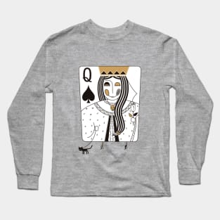 Queen of Spades playing card. Black ledy .Valentines day Long Sleeve T-Shirt